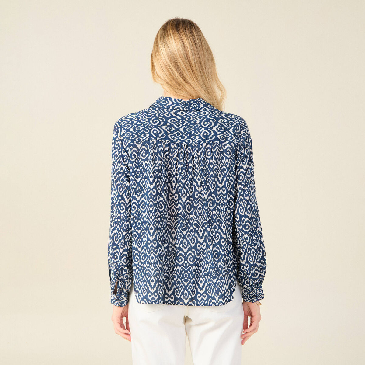 Blouse manches longues bleu marine femme