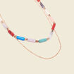 Double collier avec perles multicolore femme