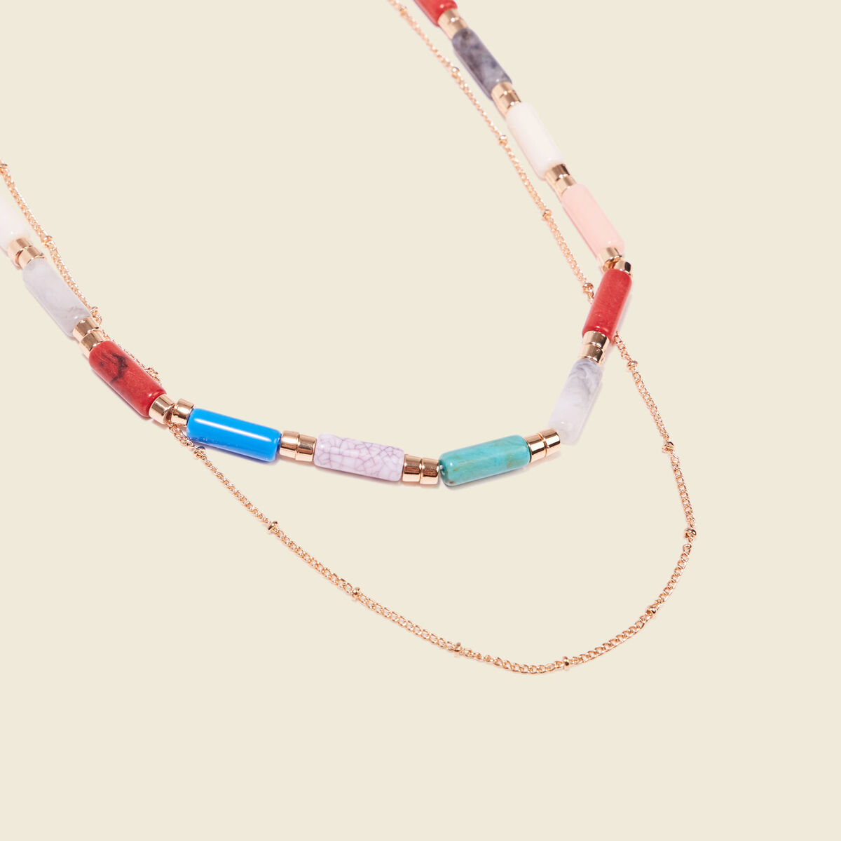 Double collier avec perles multicolore femme