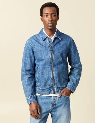 Blouson en jeans manches longues denim double stone homme