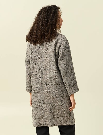 Manteau long oversize col montant gris fonc&eacute; femme