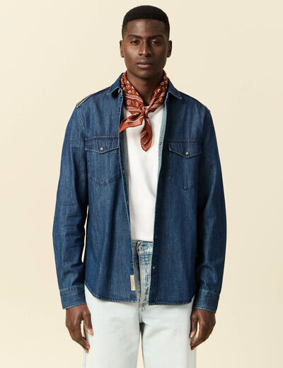 Chemise manches longues jean denim brut homme
