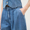Bermuda jeans large taille haute denim used femme