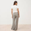 Pantalon large taille haute fluide noir femme
