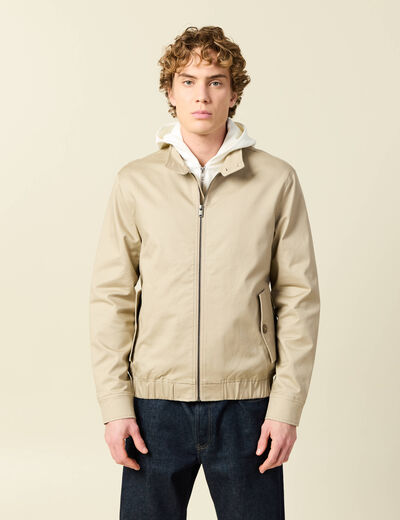 Blouson col montant manches longues beige homme