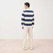 Sweat col polo manches longues bleu marine homme