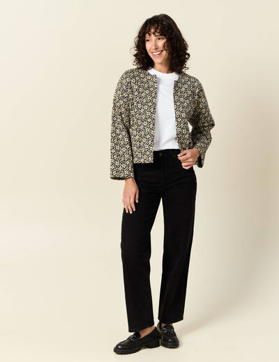 Gilet matelassé col rond noir femme