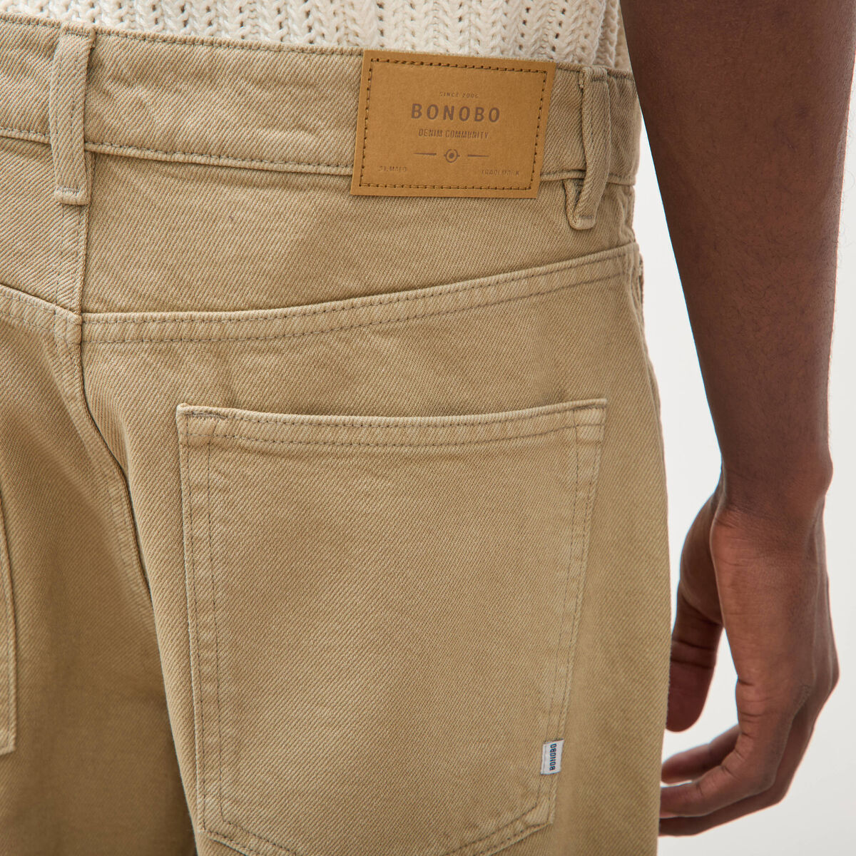Bermuda en jean coton beige homme