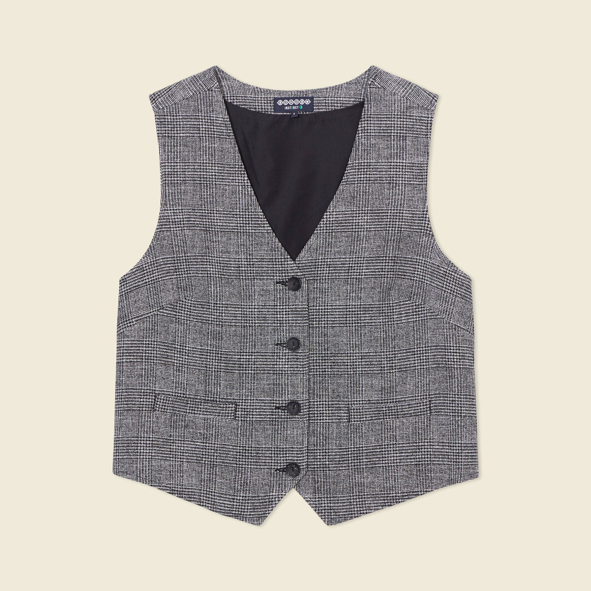 Gilet ajust&eacute; sans manches doubl&eacute; noir femme