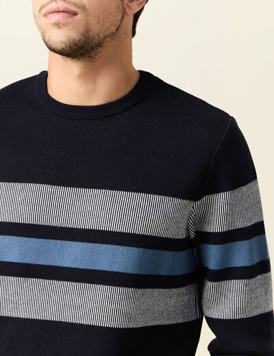 Pull manches longues bleu marine homme