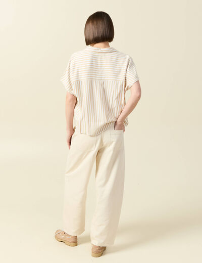 Chemise manches 3/4 beige moyen femme