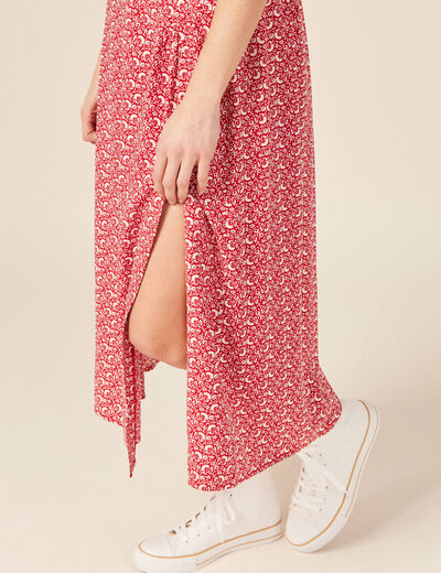 Jupe midi évasée rouge femme