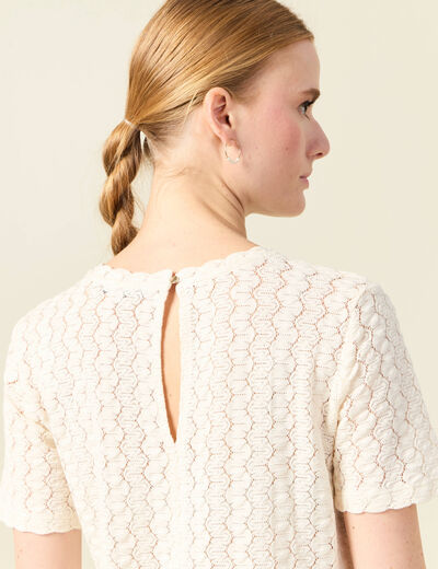 T-shirt manches courtes ecru femme