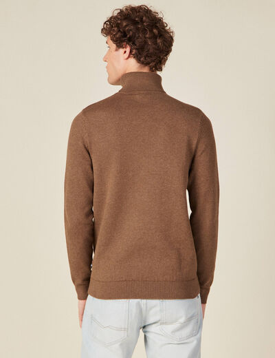 Pull manches longues marron homme