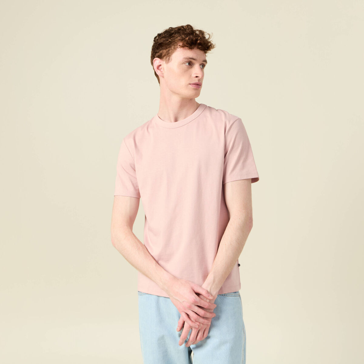 T-shirt éco-responsable rose pastel homme