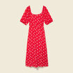Robe longue &eacute;vas&eacute;e manches courtes rouge femme