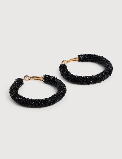 Boucles d'oreilles cr&eacute;oles noir femme