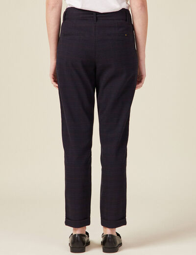 Pantalon carotte ceinturé bleu marine femme