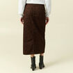 Jupe droite longue en coton marron cognac femme