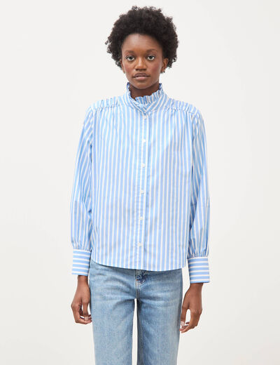 Chemise manches longues col montant multicolore femme