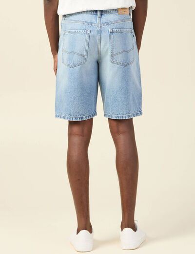 Short straight en jean denim bleach homme