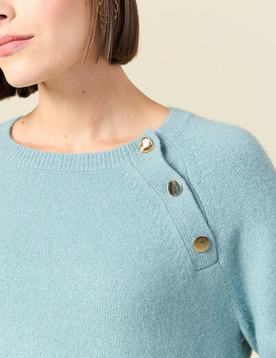 Pull manches longues col rond gris femme