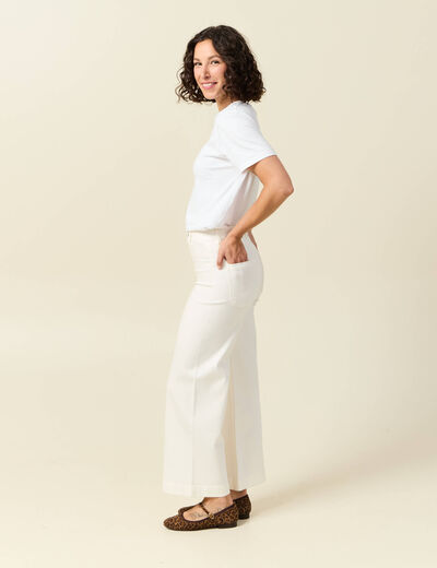 Jeans large taille haute denim blanc femme