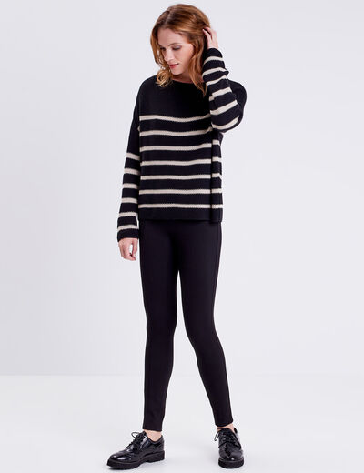Pantalon jegging taille haute noir femme