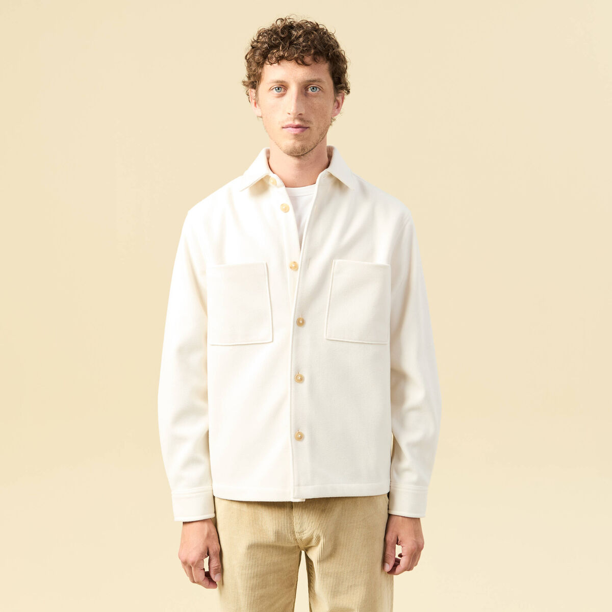 Surchemise oversize col classique ecru homme