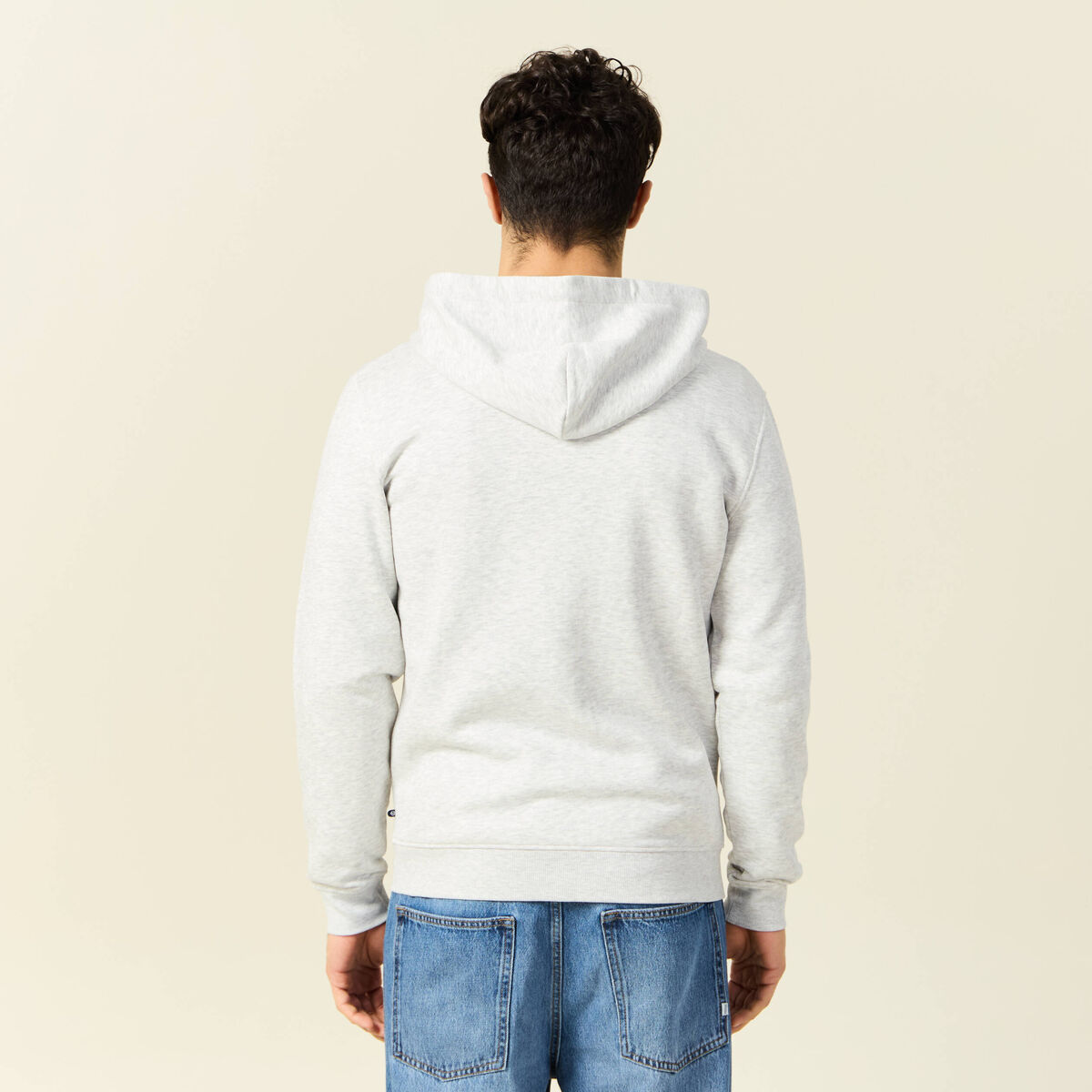 Sweat &agrave; capuche manches longues gris homme