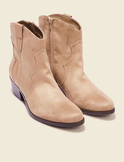 Bottines western à talons marron clair femme