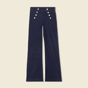 Jeans flare à pont denim brut femme