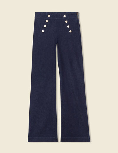 Jeans flare à pont denim brut femme