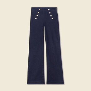 jeans flare a pont denim brut femme Jeans flare à pont denim brut femme