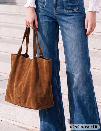 Sac cabas marron femme