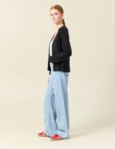 Gilet manches longues gris foncé femme