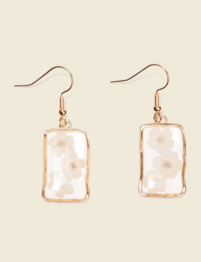 Boucles d'oreilles pendantes ecru femme