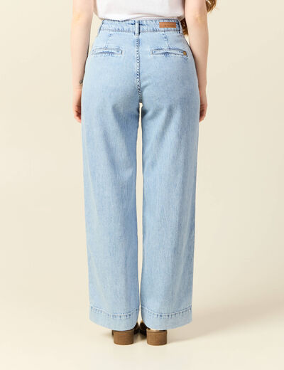 Jeans large denim bleach femme