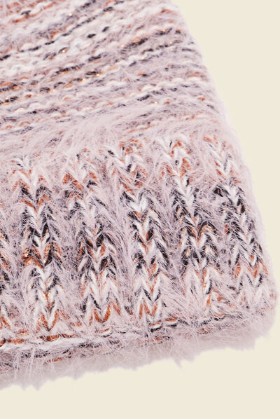 Bonnet à pompon rouge clair femme