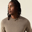 Pull manches longues col rond taupe homme