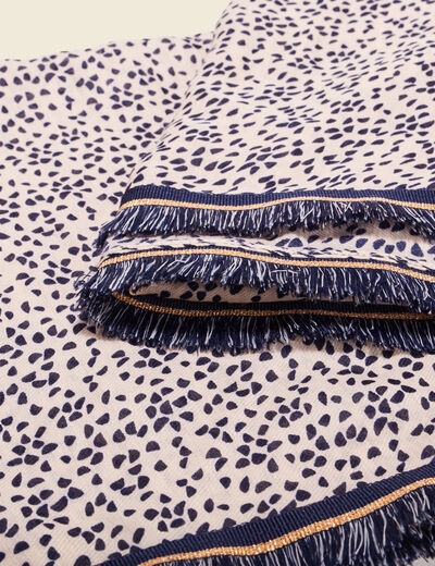 Foulard à franges bleu marine femme