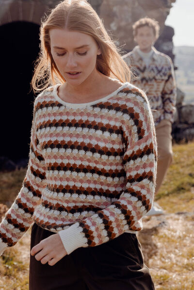Pull éco-responsable orange foncé femme