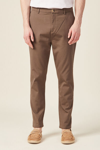 Pantalon chino 7/8ème taupe homme