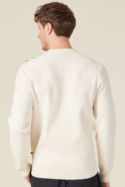 Pull manches longues à boutons ecru homme
