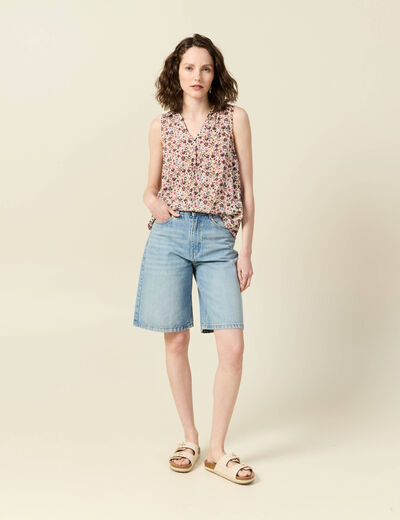 Blouse sans manches creme femme