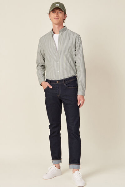 Chemise manches longues vert olive homme