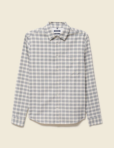 Chemise droite courte en coton ecru homme