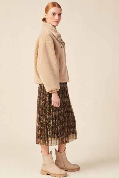 Blouson imitation laine mouton beige femme