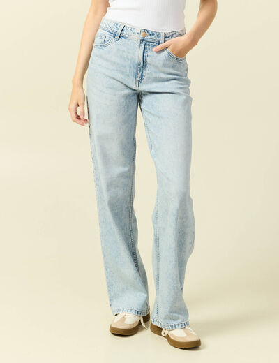Jeans large taille standard denim snow bleu femme