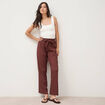 Pantalon loose avec ceinture marron cognac femme